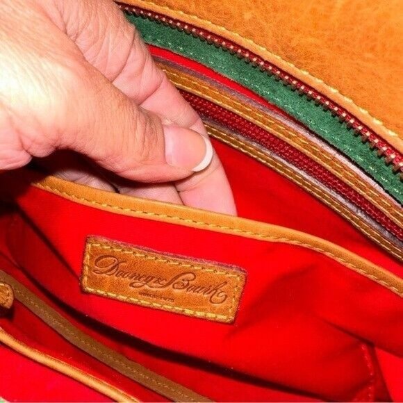 Dooney & Bourke Florentine Pocket Vaccheta Leather Satchel Bag Cognac - Picture 10 of 13